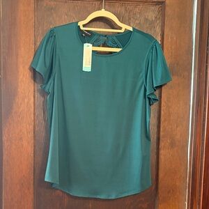 Chic Teal Short Sleeve Blouse